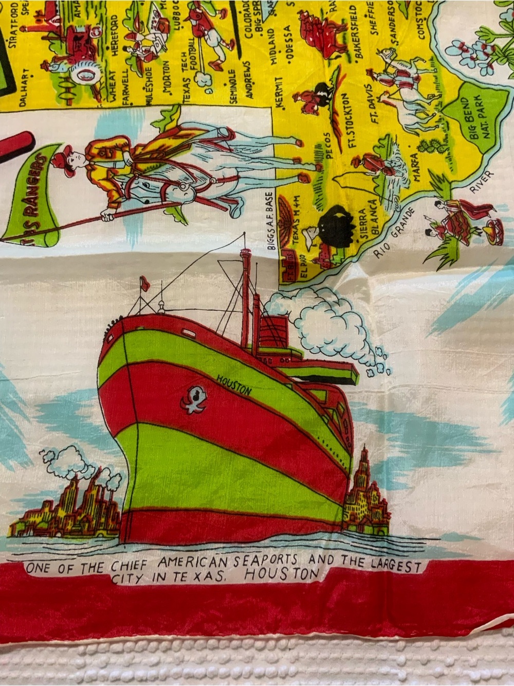 Vintage Texas scarf 1950’s beautiful detail All major tourist sights. - Picture 11 of 15